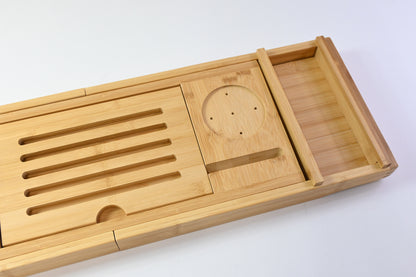 Bathtub Caddy Tray for Bath Tub, Bamboo Adjustable Holds Tablet, Phone, Drinks