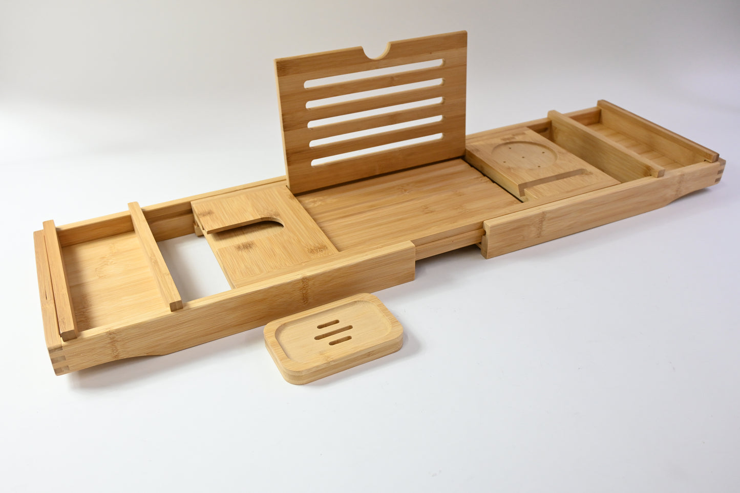 Bathtub Caddy Tray for Bath Tub, Bamboo Adjustable Holds Tablet, Phone, Drinks