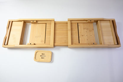 Bathtub Caddy Tray for Bath Tub, Bamboo Adjustable Holds Tablet, Phone, Drinks