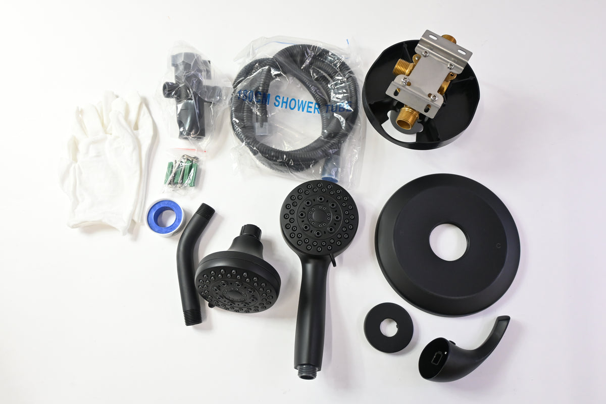 TOCALOCA Shower Head with Handheld Combo 2-in-1 Rainfall System Matte Black