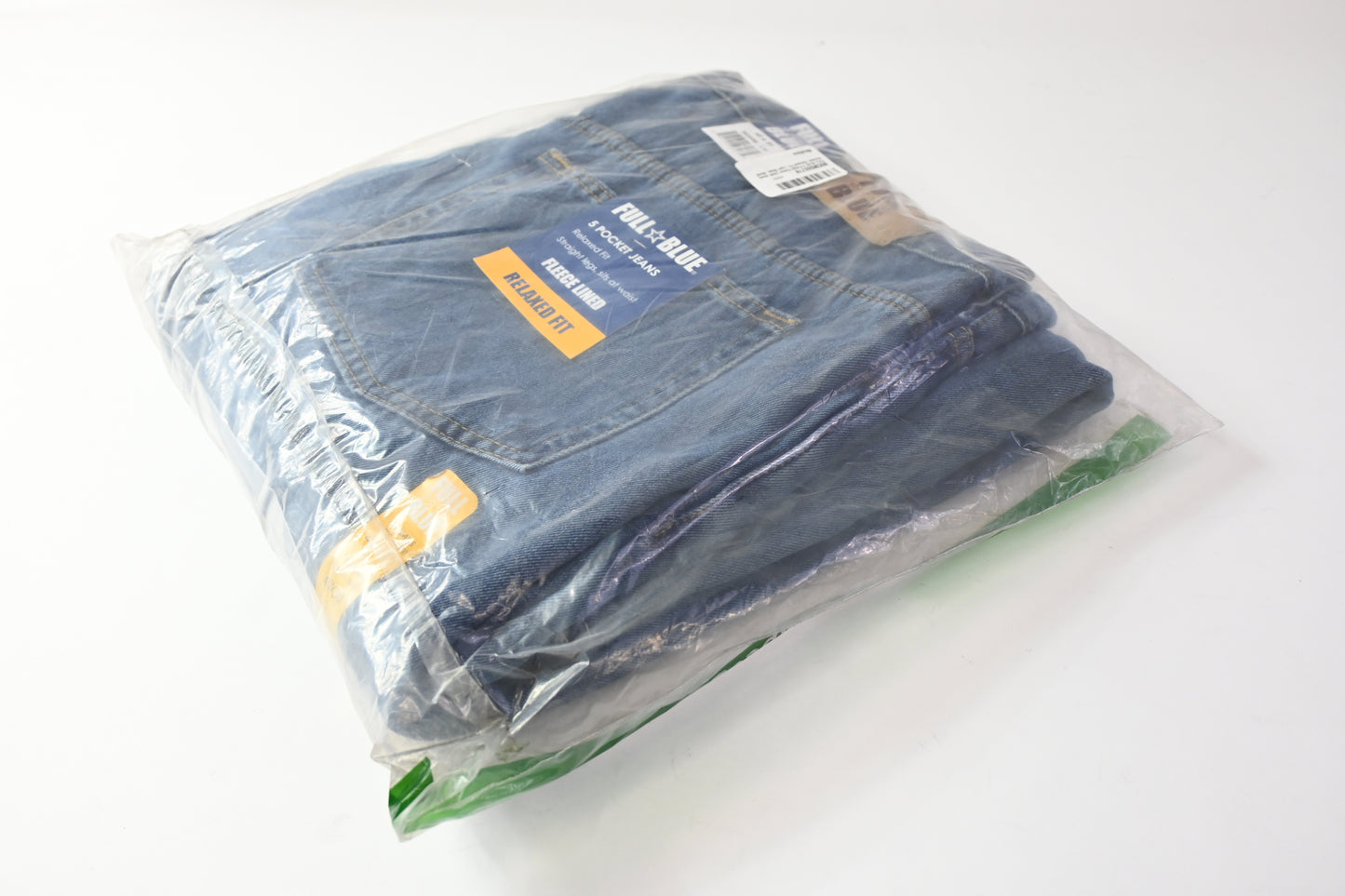 FULL BLUE 5 Pocket Fleece Lined Jeans, Bonded, Relaxed Fit, Light Wash, 40"x30"