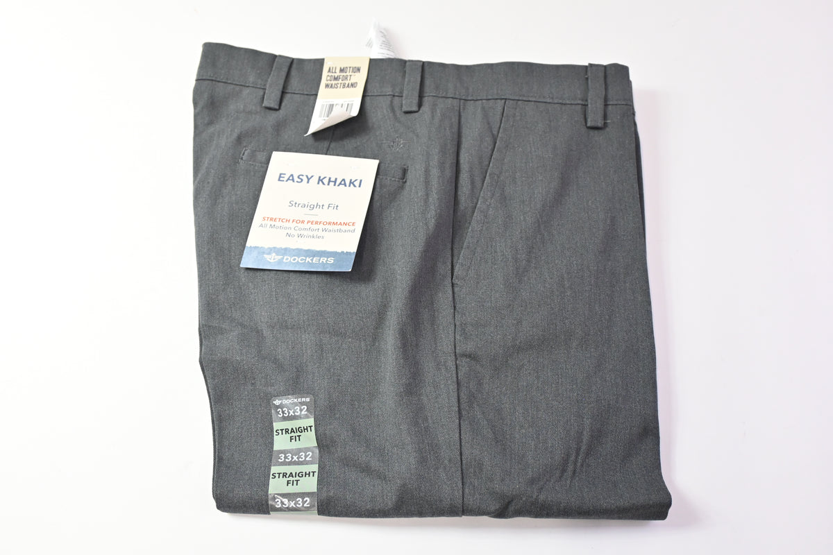 DOCKERS Easy Khaki D2 Straight Fit Trousers Dark Grey 33 32