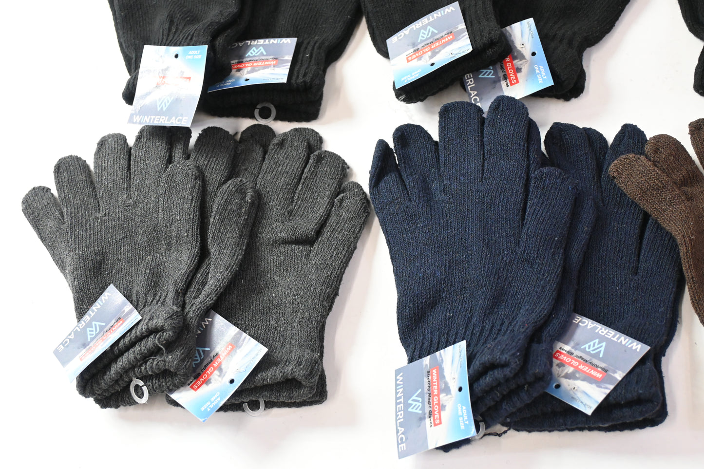 12 Pairs Winter Gloves, Adult Warm Knit Unisex Bulk Pack Mens Magic Glove - New