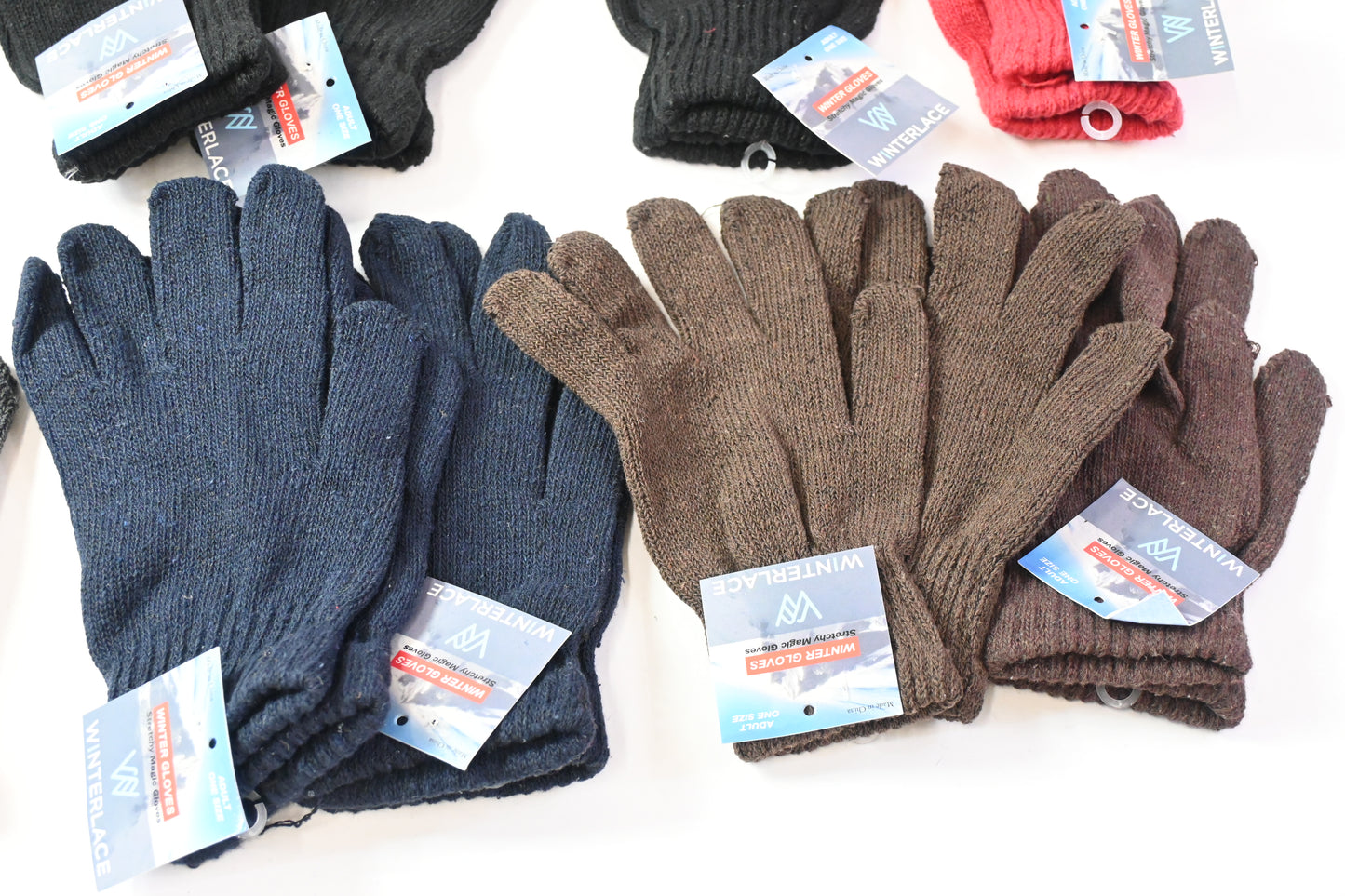 12 Pairs Winter Gloves, Adult Warm Knit Unisex Bulk Pack Mens Magic Glove - New