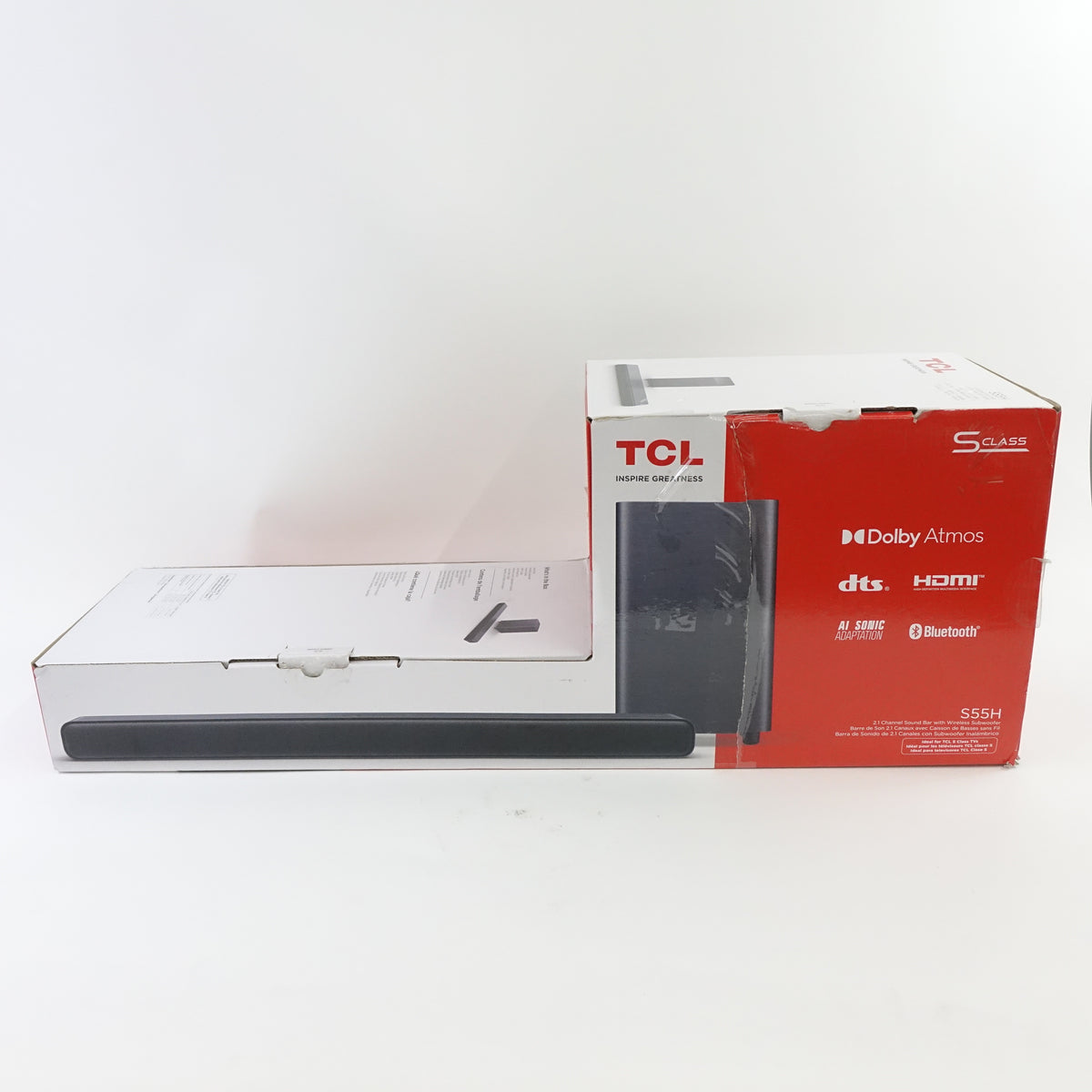 TCL S55H 2.1 Sound Bar Wireless Subwoofer Dolby Atmos DTS 220W Bluetooth