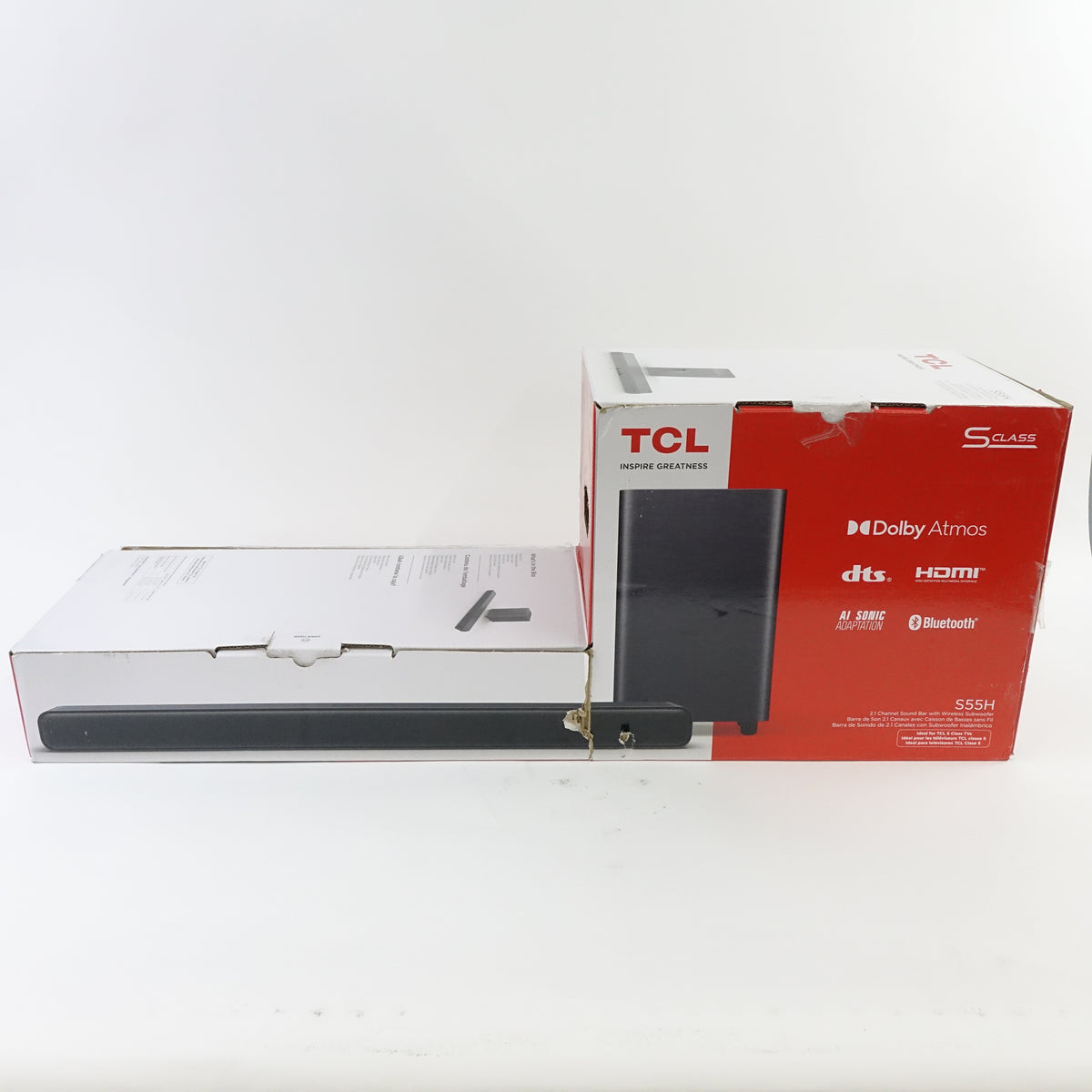 TCL S55H 2.1 Sound Bar Wireless Subwoofer Dolby Atmos DTS 220W Bluetooth