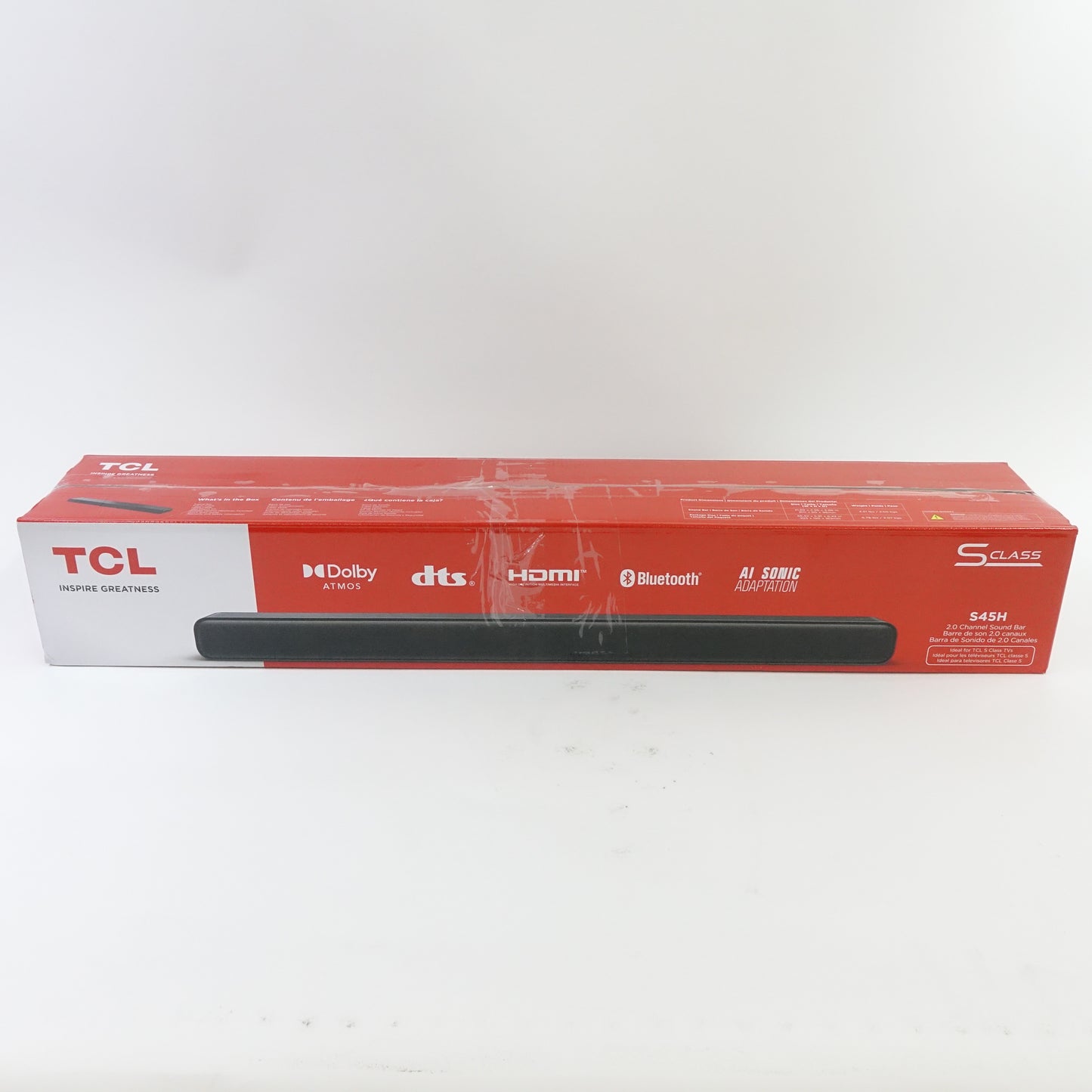 TCL S45H 2.0 Sound Bar Dolby Atmos DTS 100W Bluetooth Auto Room Calibration