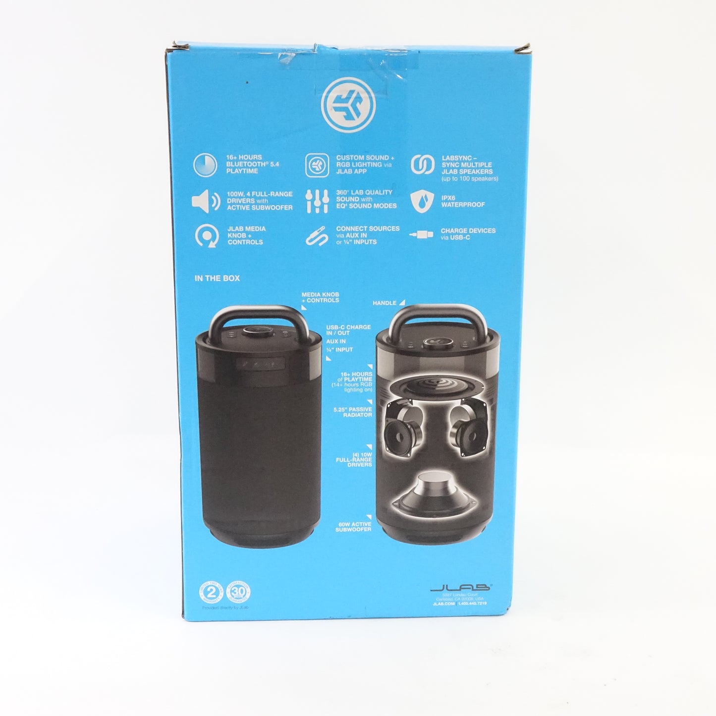 JLab Epic Party Bluetooth Speaker SBEPICRBLK21 100W RGB Waterproof Black