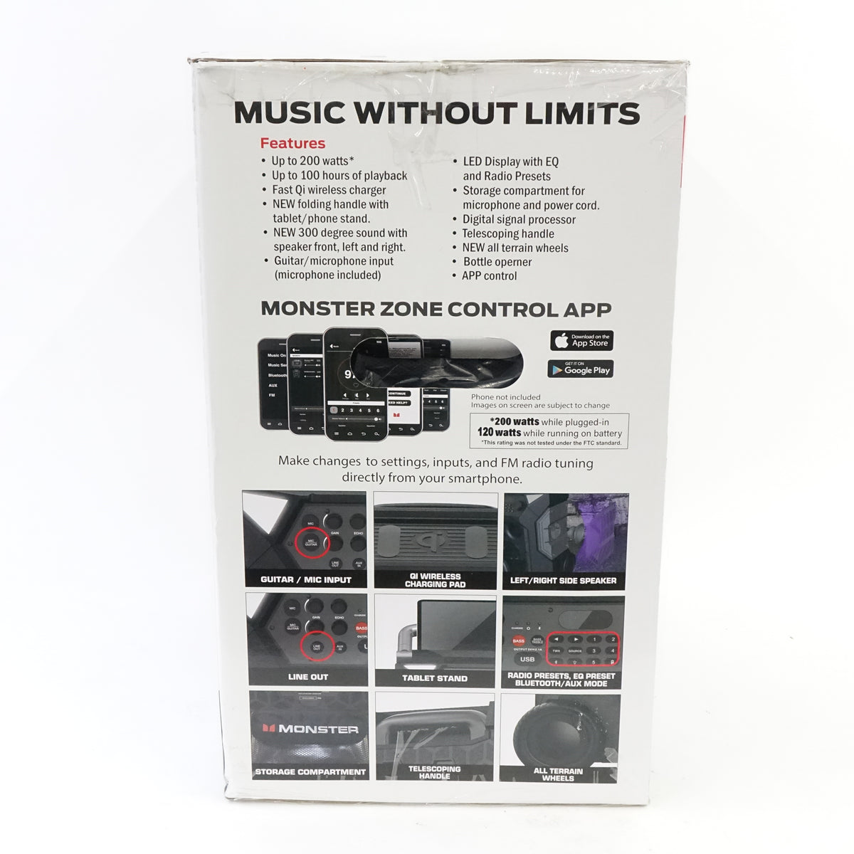 Monster Rockin Roller 300 Bluetooth Party Speaker MNRR300 Portable 200W