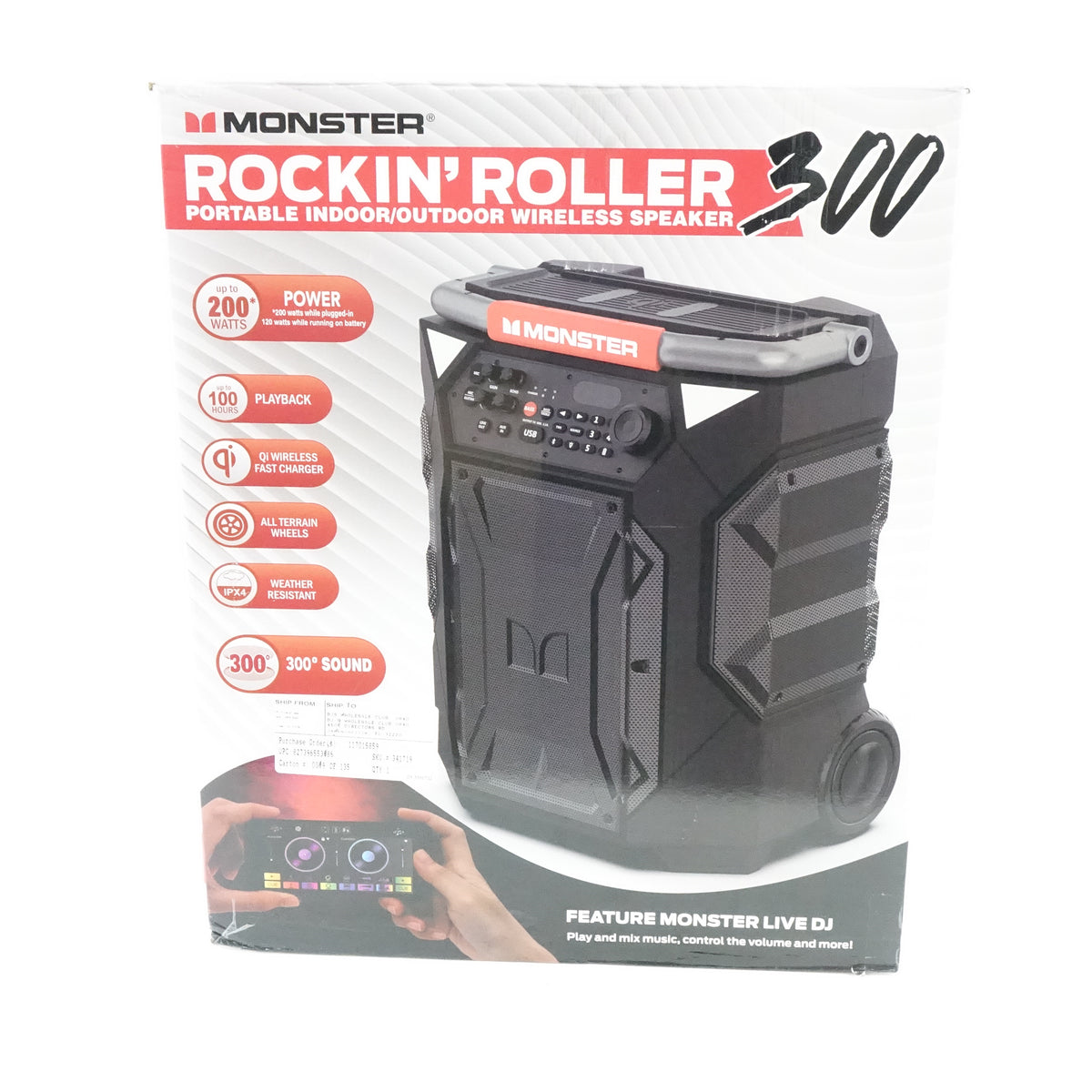 Monster Rockin Roller 300 Bluetooth Party Speaker MNRR300 Portable 200W