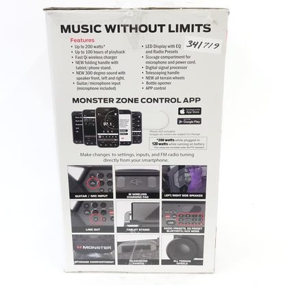 Monster Rockin Roller 300 Bluetooth Party Speaker MNRR300 Portable 200W
