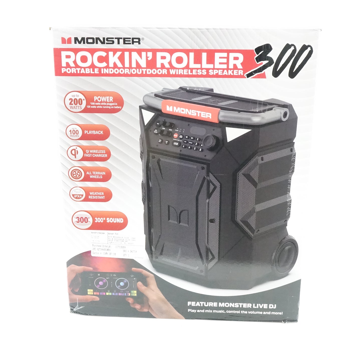 Monster Rockin Roller 300 Bluetooth Party Speaker MNRR300 Portable 200W