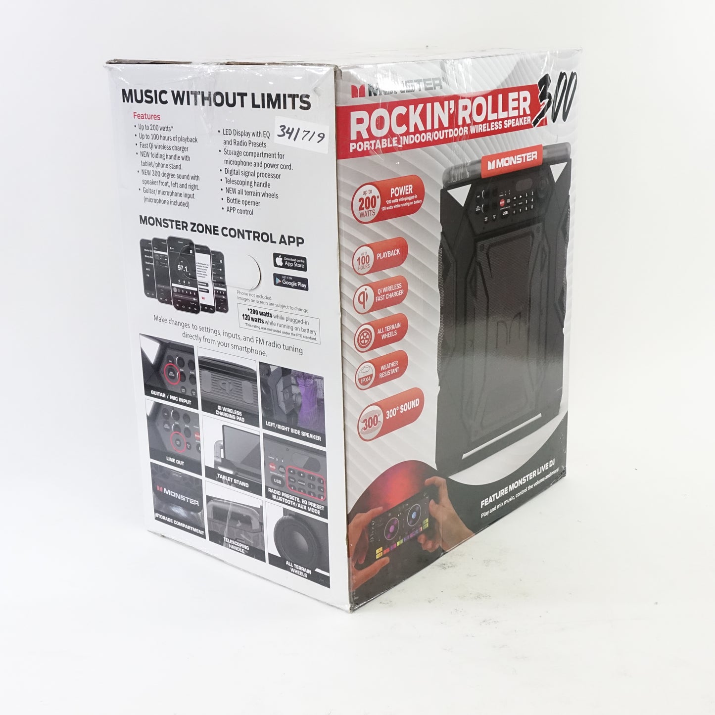 Monster Rockin Roller 300 Bluetooth Party Speaker MNRR300 Portable 200W