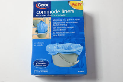 Carex Commode Liners 7 Count Bedside Commode Bags w Absorbent Powder - New
