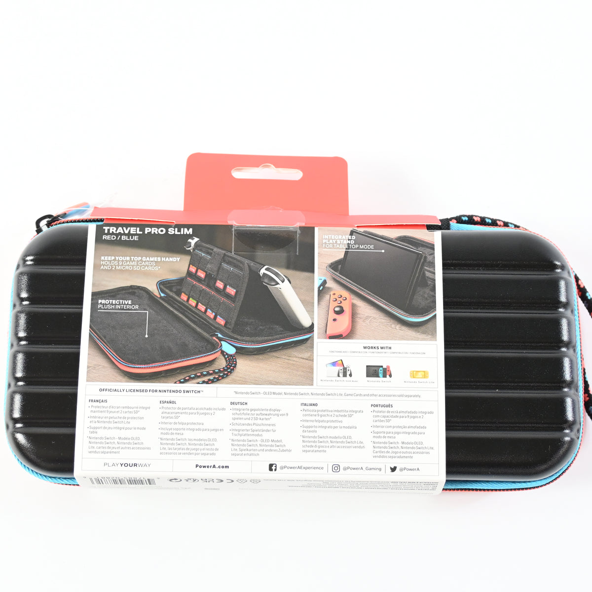 PowerA Slim Travel Pro Case Nintendo Switch OLED Lite Red Blue Hard Shell