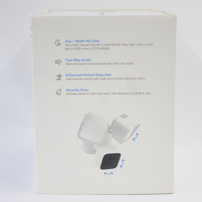 Blink Wired Floodlight Camera White 1080p HD Security Camera Alexa - New