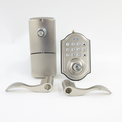 BESTTEN Electronic Keypad Door Lever Satin Nickel Keyless Entry DD2-L-SN