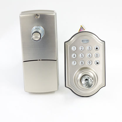 BESTTEN Electronic Keypad Door Lever Satin Nickel Keyless Entry DD2-L-SN