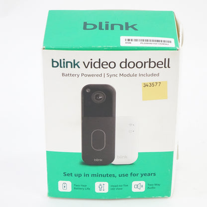 Blink Video Doorbell System Black HD Video Doorbell w Sync Module Core