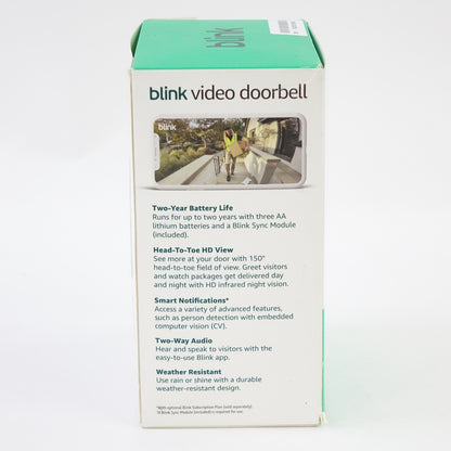 Blink Video Doorbell System Black HD Video Doorbell w Sync Module Core