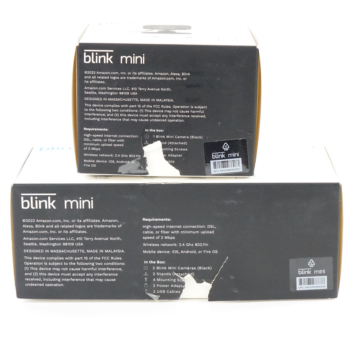 Blink Mini Indoor Security Camera 3 Pack Motion Detection Alexa Black - Grade B
