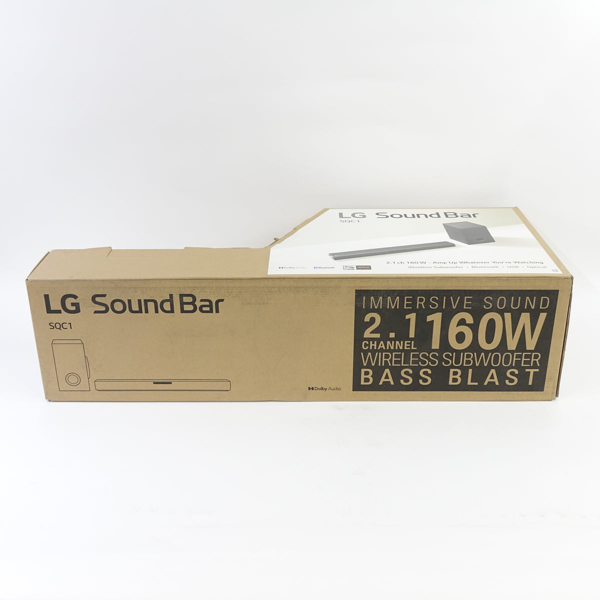LG SQC1 2.1 Ch 160W Soundbar Bluetooth with Wireless Subwoofer - Black