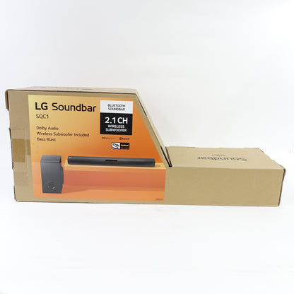 LG SQC1 2.1 Ch 160W Soundbar Bluetooth with Wireless Subwoofer - Black