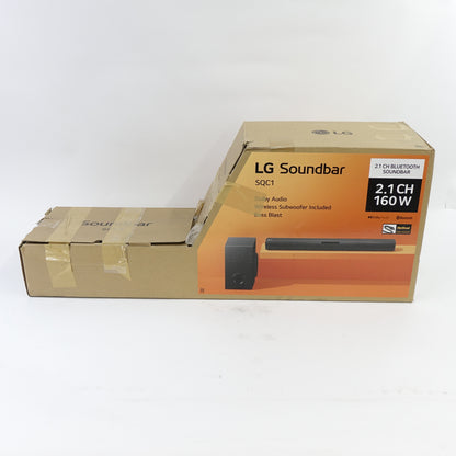 LG SQC1 2.1 Ch 160W Soundbar Bluetooth with Wireless Subwoofer - Black
