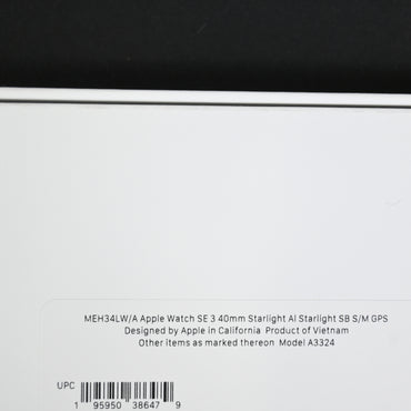 Apple Watch SE 3 GPS 40mm Starlight Aluminum Starlight Sport Band S/M MEH34LW/A