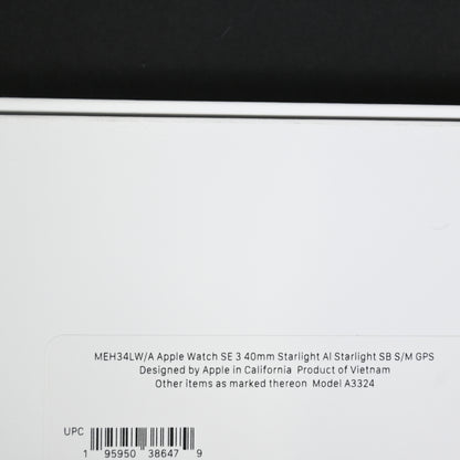 Apple Watch SE 3 GPS 40mm Starlight Aluminum Starlight Sport Band S/M MEH34LW/A