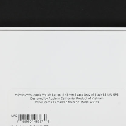 Apple Watch Series 11 GPS 46mm Space Gray Black Band M/L MEV44LW/A - Open Box