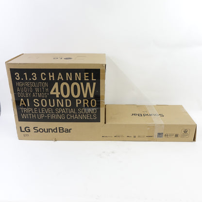 LG S77S 3.1.3 Channel Dolby Atmos DTS:X Soundbar Wireless Subwoofer Black
