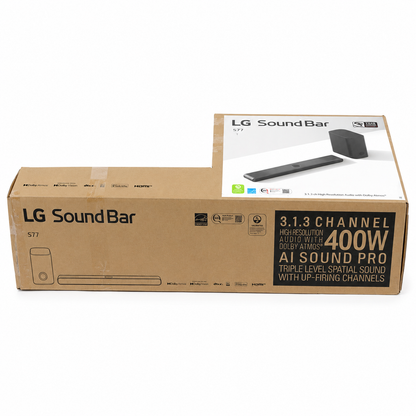 LG S77S 3.1.3 Channel Dolby Atmos DTS:X Soundbar Wireless Subwoofer Black