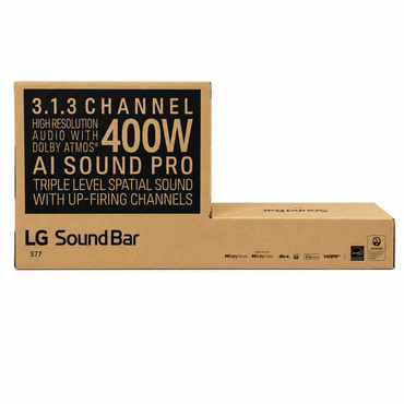 LG S77S 3.1.3 Channel Dolby Atmos DTS:X Soundbar Wireless Subwoofer Black
